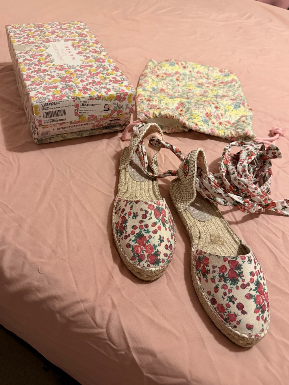 LoveShackFancy x Manebi Floral Lace-Up Espadrilles EU 37 US 6.5-7